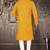 Yellow cotton  kurta with pattern work and fancy button churidar