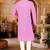 Pink cotton  kurta with pattern work and fancy button churidar