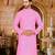 Pink cotton  kurta with pattern work and fancy button churidar