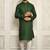 Bottle green cotton  kurta with pattern work and fancy button churidar