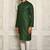 Bottle green cotton  kurta with pattern work and fancy button churidar