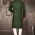 Bottle green cotton  kurta with pattern work and fancy button churidar