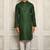 Bottle green cotton  kurta with pattern work and fancy button churidar