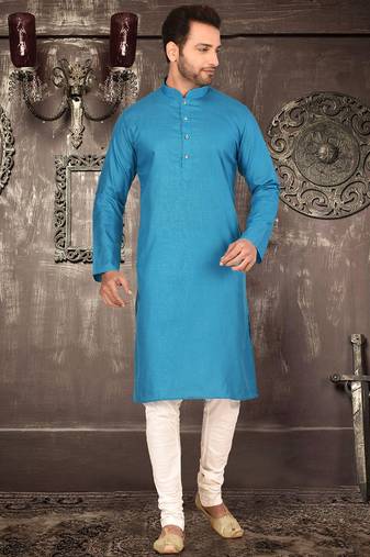 Firoza cotton  kurta with pattern work and fancy button churidar