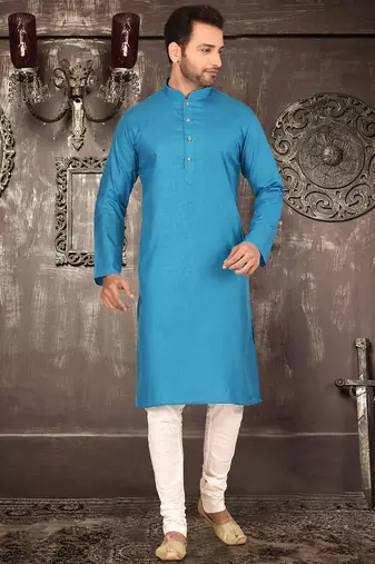 Firoza cotton  kurta with pattern work and fancy button churidar