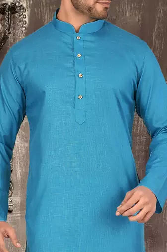 Firoza cotton  kurta with pattern work and fancy button churidar