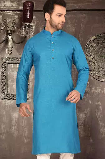Firoza cotton  kurta with pattern work and fancy button churidar