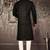 Black cotton  kurta with pattern work and fancy button churidar
