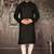 Black cotton  kurta with pattern work and fancy button churidar