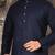 Navy blue cotton kurta with pattern work and fancy button churidar
