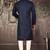 Navy blue cotton kurta with pattern work and fancy button churidar