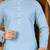 Sky blue cotton kurta with pattern work and fancy button churidar