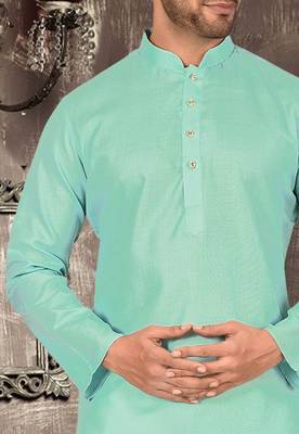 Orange cotton kurta with pattern work and fancy button churidar 2