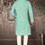 Orange cotton kurta with pattern work and fancy button churidar