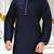 Navy blue dupion art silk kurta with  computerised embroidery machine work