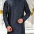 Navy blue dupion art silk kurta with  computerised embroidery machine work