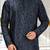Navy blue dupion art silk kurta with  computerised embroidery machine work