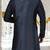 Navy blue dupion art silk kurta with  computerised embroidery machine work