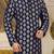 Navy blue dupion art silk kurta with  computerised embroidery machine work
