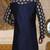 Navy blue dupion art silk kurta with  computerised embroidery machine work