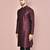 Wine dupion art silk kurta with  computerised embroidery machine work