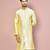 Fawn dupion art silk kurta with  computerised embroidery machine work