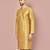 Dark beige dupion art silk kurta with  computerised embroidery machine work