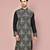 Black dupion art silk kurta with  computerised embroidery machine work
