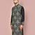 Black dupion art silk kurta with  computerised embroidery machine work