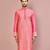 Pink dupion art silk kurta with  computerised embroidery machine work