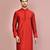 Red dupion art silk kurta with  computerised embroidery machine work
