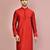 Red dupion art silk kurta with  computerised embroidery machine work
