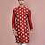 Red dupion art silk kurta with  computerised embroidery machine work