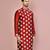 Red dupion art silk kurta with  computerised embroidery machine work