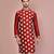Red dupion art silk kurta with  computerised embroidery machine work