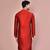 Red dupion art silk kurta with  computerised embroidery machine work