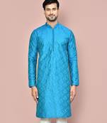 Firoza dupion art silk kurta with  computerised embroidery machine work