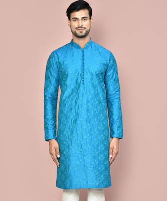 Firoza dupion art silk kurta with  computerised embroidery machine work 3