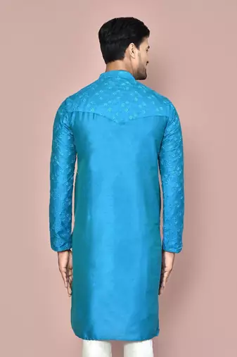 Firoza dupion art silk kurta with  computerised embroidery machine work