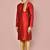 Red dupion art silk kurta with  computerised embroidery machine work