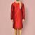 Red dupion art silk kurta with  computerised embroidery machine work