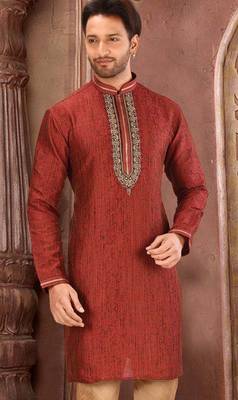 Red mulbury  kurta with  pattern work&hand work 1