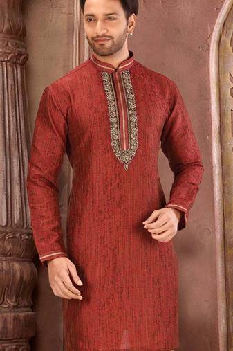 Red mulbury  kurta with  pattern work&hand work