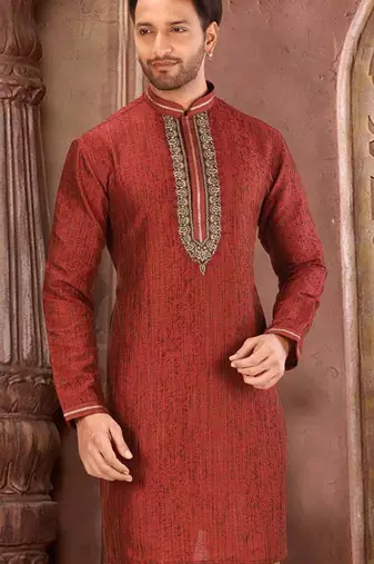 Red mulbury  kurta with  pattern work&hand work