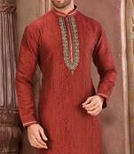 Red mulbury  kurta with  pattern work&hand work