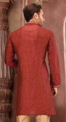 Red mulbury  kurta with  pattern work&hand work 3