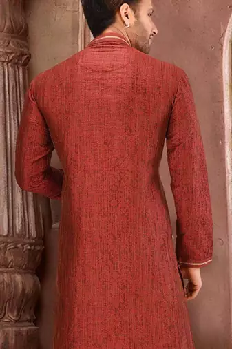 Red mulbury  kurta with  pattern work&hand work