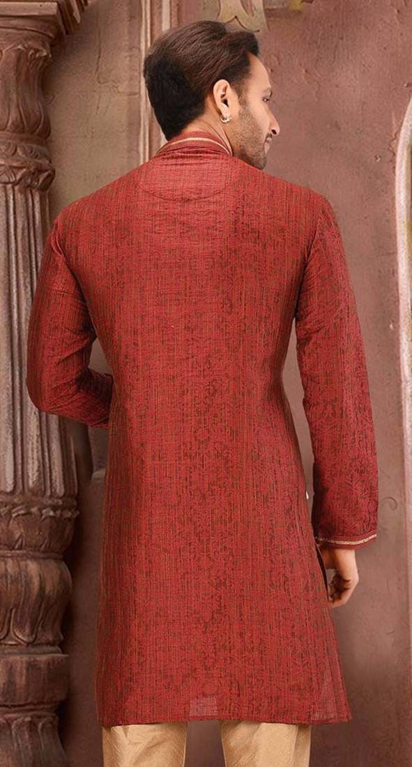 Red mulbury  kurta with  pattern work&hand work