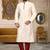 cream dupion art silk  kurta with  pattern work and 8 button