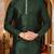 bottle green dupion art silk  kurta with  pattern work and 8 button